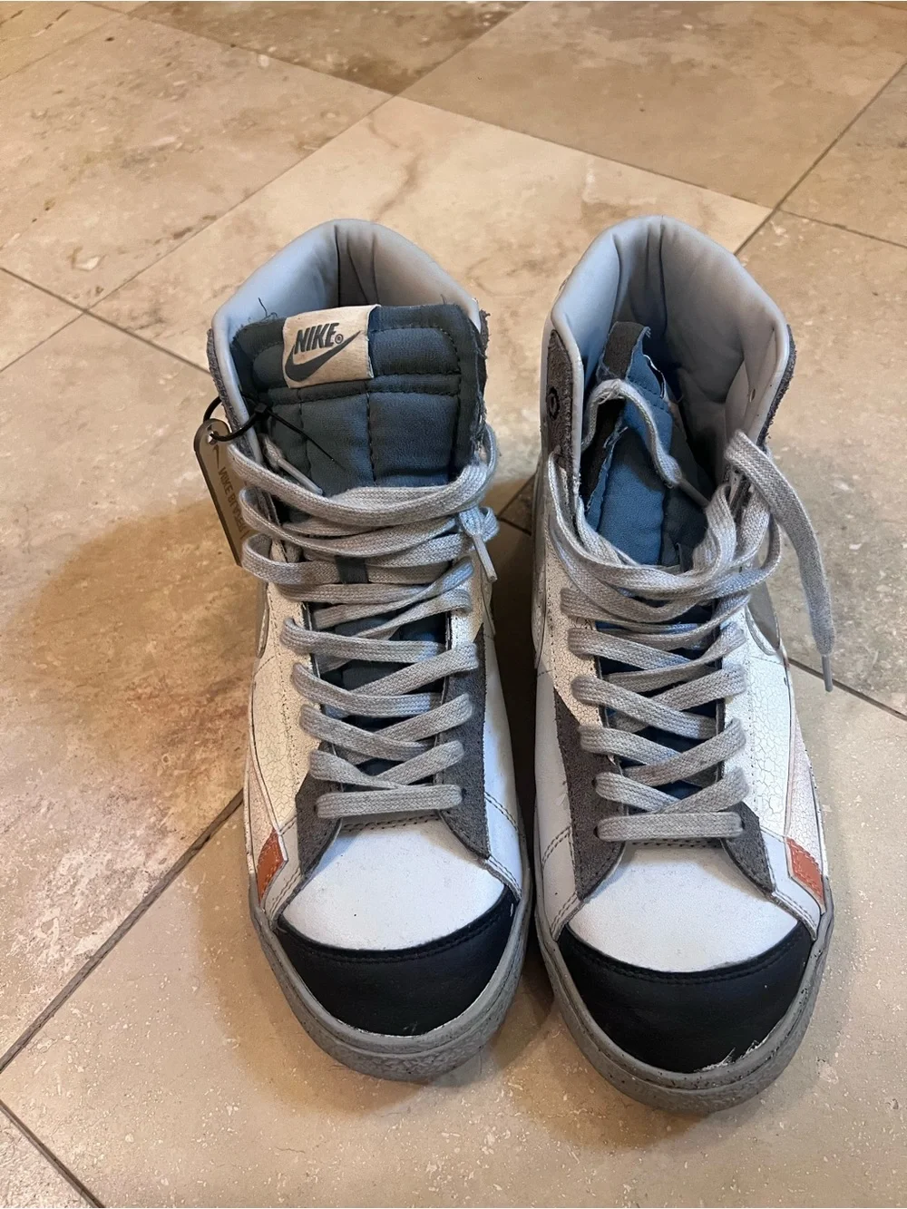 Nike Blazer Men's High-Top Casual Sneakers in White, Gray & Silver
